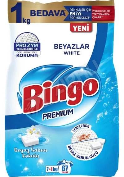 Bingo Matik Premium Beyaz Çamaşır Deterjanı 8 Kg