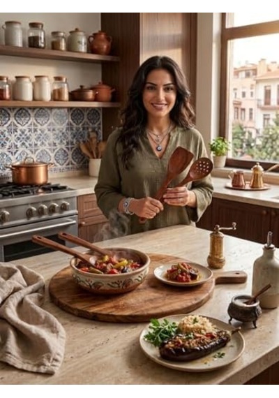 Premium Akasya Ağacı Mutfak Gereçleri Seti - 4 Parça Kaşık/spatula Seti Ve Şık Ahşap Tutucu - Gıdayla Temasa Uygun, Doğal Ve Antibakteriyel - Mutfak İçin Ergonomik Tasarım 0