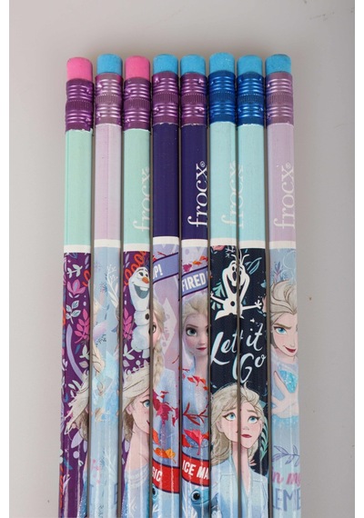 X Dekomus Lisanslı Elsa Frozen 8 Adet Silgili Kurşun Kalem Altın