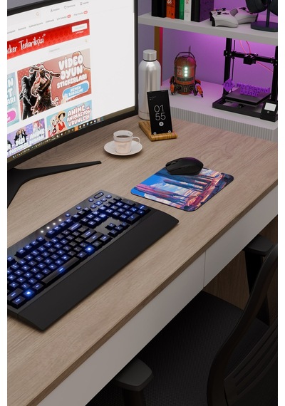 Dijital Çölde Sütunlar V3 22x18 Gaming Kauçuk Kaymaz Taban Mouse Pad Fare Altlığı