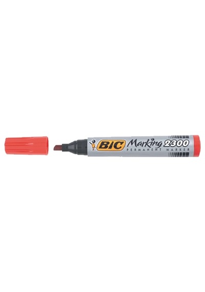 Bic Markör Permanent Kesik Uçlu Kırmızı 2300 03 - 12 Adetli Paket Kırmızı