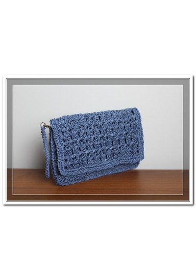 Aleylife El Yapımı Kağıt İp Clutch Makyaj Çantası -lazivert Koyu Lacivert