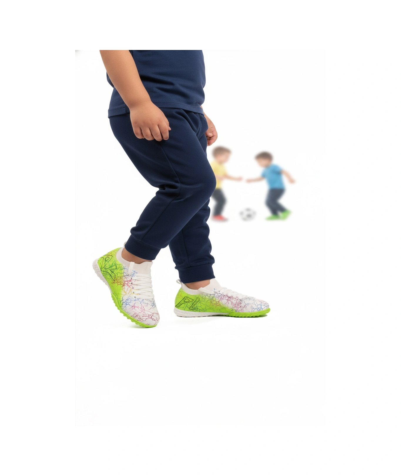 Beyaz Yeşil Bilekten Çoraplı Erkek Çocuk Halı Saha Ayakkabısı Fh-252-153 F Beyaz-neon Yeşil