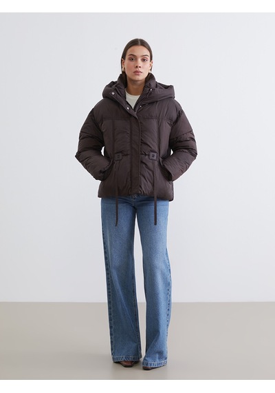 Lcw Modest Bordo Kapüşonlu Oversize Kadın Şişme Mont