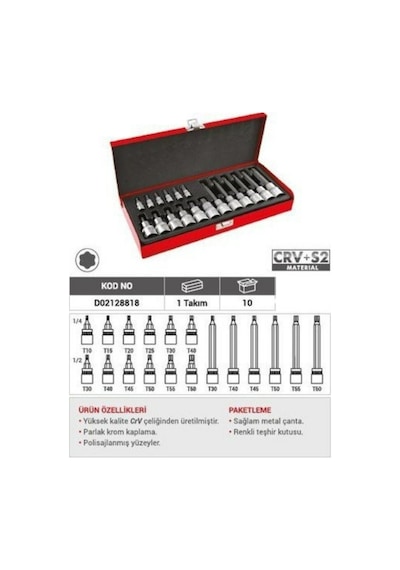 Prodht 1/2 Ve 1/4 Torx Uçlu Lokma Takımı 18 Parça