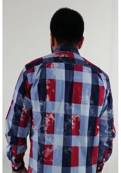 Tousus Regular Fit Ekose Baskılı Erkek Gömlek Kls-4033-tss Lacivert
