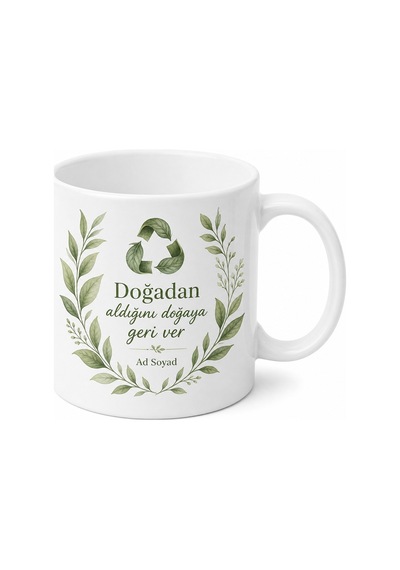 Sıfır Atık Mutfak Çöpsüz Yaşam Kupa Bardak Hediye Porselen Mug Beyaz / Çok Renkli