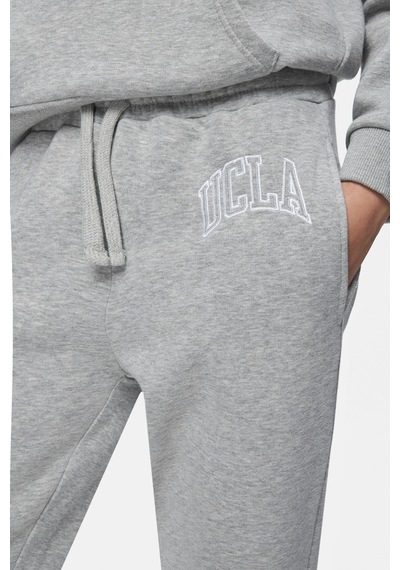 Jules Gri Rahat Paça Nakışlı Standard Fit Kadın Eşofman Alt Gri