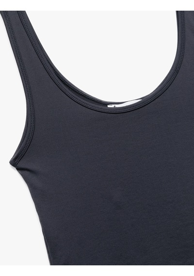 Koton U Yaka Slim Fit Kolsuz Basic Crop Bluz Lacivert 5sal30198ık Lacivert