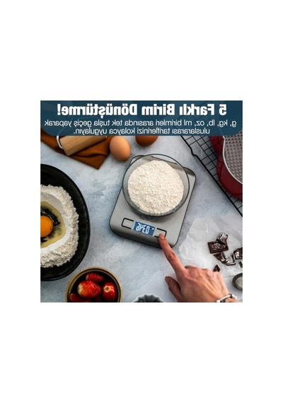 Hassas Dijital Mutfak Tartısı - Paslanmaz Çelik Yüzey, 5 Kg Kapasite