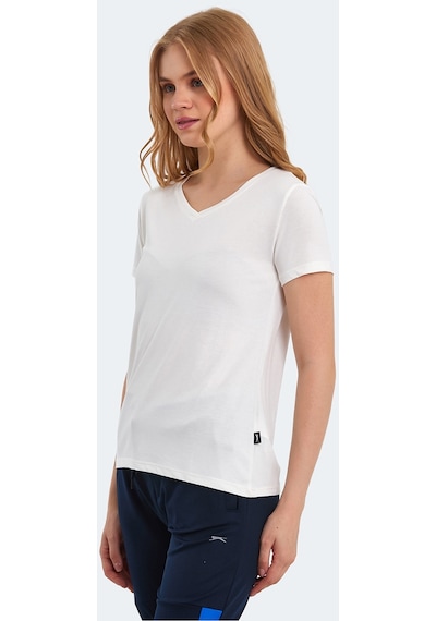 Slazenger PERICAS Kadın V Yaka Ekru Tişört