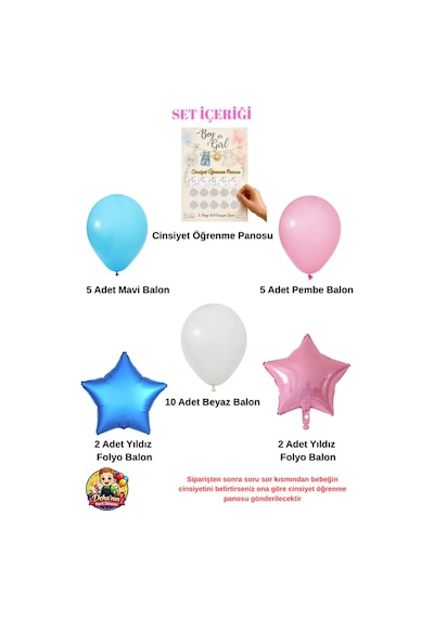 Cinsiyet Öğrenme Partisi Süsleme Seti Kız Mı - Erkek Mi Pembe Balon Mavi Balon Folyo Balon Boy Or Girl Konsept 25 Parça Çok Renkli