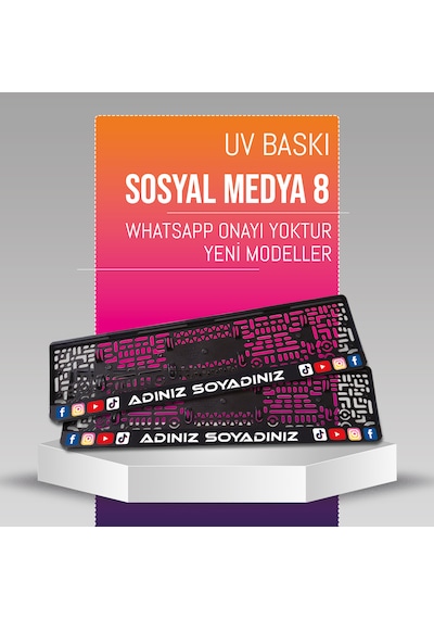 Sosyal Medya 8 Plakalık, 2 Adet Premium Uv Baskı, Plakalıkhane