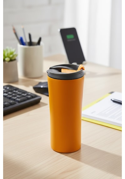 Sızdırmaz Koku Yapmaz 400 Ml Paslanmaz Çelik Termos Matara Okul Su Suluk Piknik Çay Kahve Turuncu