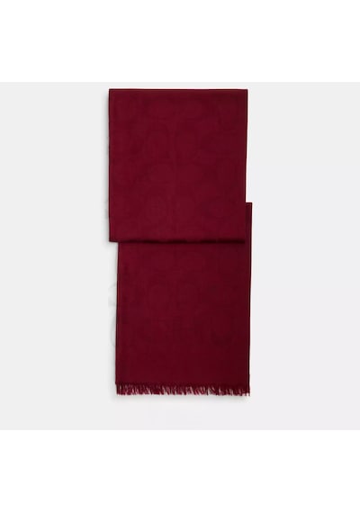 Coach Signature Wrap Yün Ipek Şal Bordo