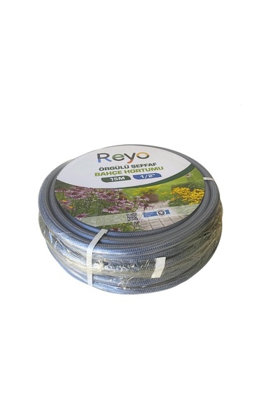 Tr 1/2 Örgülü Premium Şeffaf Bahçe Hortumu 15 Metre