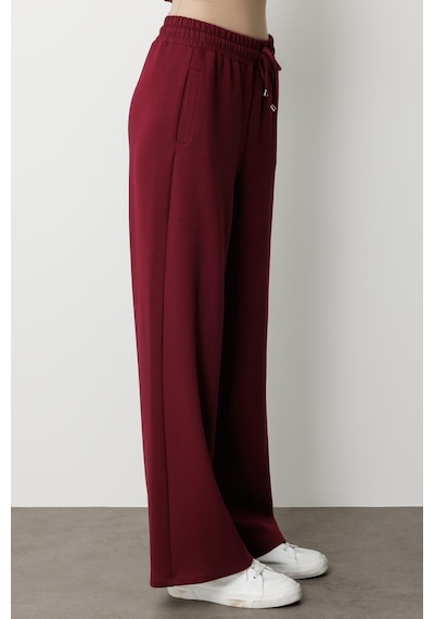 Mizalle Beli Lastikli Yumuşak Dokulu Mürdüm Jogger Pantolon Mürdüm