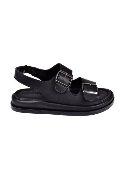 Castle Black Çift Tokalı Kadın Sandalet Cb-35176 Siyah Siyah