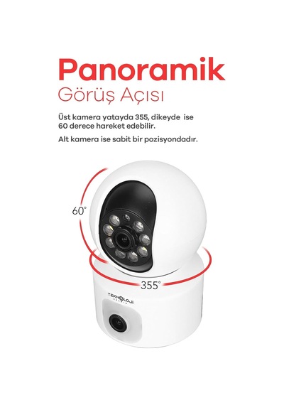 Q5 Smart Kamera Ses Kayıtlı Gece Görüşlü Full Hd 1080p Çift Kamera Kablosuz Wi-fi Ip