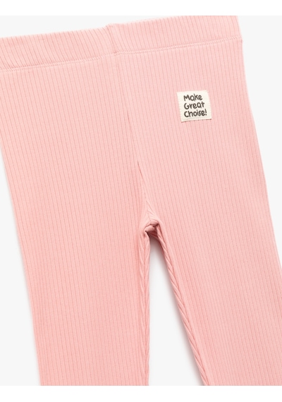 Koton Beli Lastikli Ribanalı Pamuklu Tayt Pembe 7wkg40004ak Gül