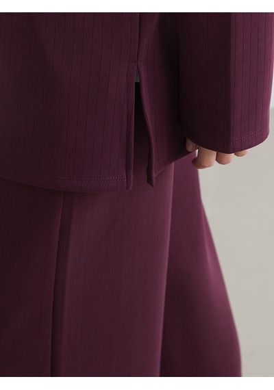 Lcw Everyday Bordo Dik Yaka Çizgili Oversize Kadın Tişört