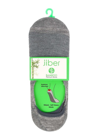Jiber Erkek Bambu Likralı Babet Çorap 7000 - 6 Adet Gri Melanj