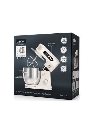 Standlı Mikser - Blender Seti Hamur Yoğurucu - Çırpıcı - Karıştırıcı 8kadem. Hız Ayar 12lt Hazne 2000w Smx-2779 5728 Çok Renkli