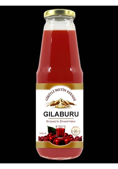 Gilaburu Meyve Pulplu İçecek 1000 Ml Özel Cam Şişe Katkısız Giritli Metin Efendi