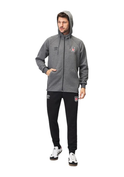 Beşiktaş Lisanslı Umbro Kapüşonlu Fermuarlı Sweatshirt Gri
