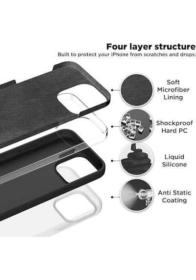 Ayrex Apple İphone 15 Pro Kılıf 6.1 İle Uyumlu, İnce Sıvı Silikon 3 Katmanlı Tam Kaplamalı Yumuşak Jel Kauçuk T Diğer