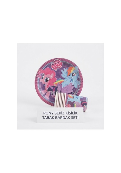 My Little Pony Temalı Doğum Günü Parti Seti - 8 Kişilik Tabak Ve Bardak Seti Pembe Tüm Yaşlar