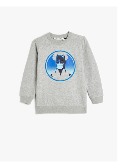 Koton Batman Sweatshirt Lisanslı Baskılı Şardonlu Gri 5wkb10520tk Gri