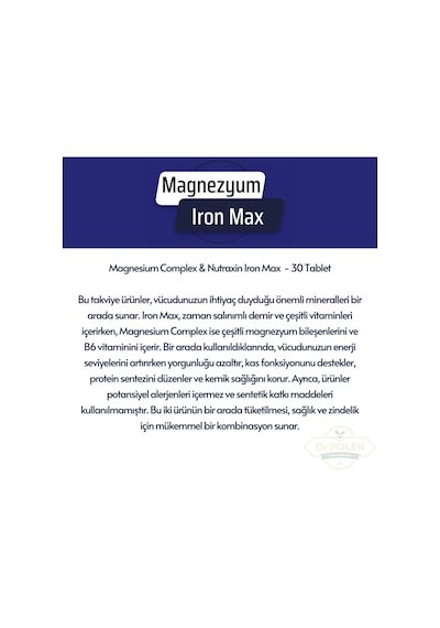 Magnezyum Complex 60 Tablet 125 Mg & Nutraxin Iron Max 17 Mg