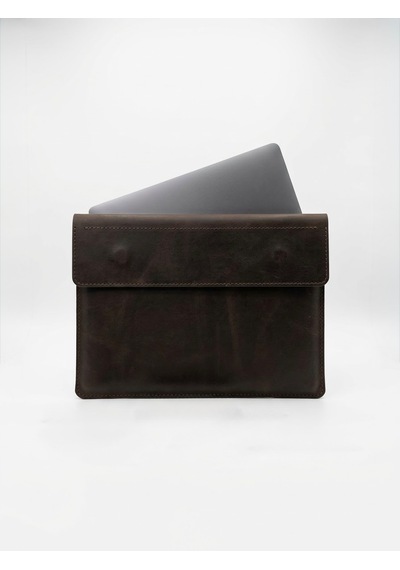 %100 Hakiki Deri Unısex El Dikimi Macbook Air 13.3 İnç Kılıf Çantası 32x25 Cm Kaherengi