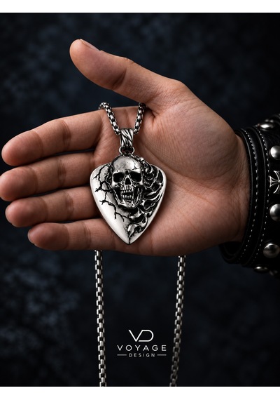 Paslanmaz Çelik Biker Rock Motorcu Tarzı 3d Kabartmalı Gotik Kafatası Kurukafa Kolye Metalik Gümüş