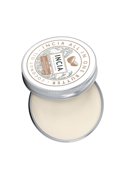 INCIA %100 Doğal Tüm Vücut İçin Butter Yoğun Nemlendirici Krem Hindistan Cevizli Organik Vegan 50 ML