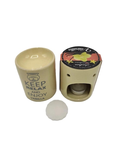 Relax And Enjoy Vanillla Seramik Buhurdanlık ve Wax Mum
