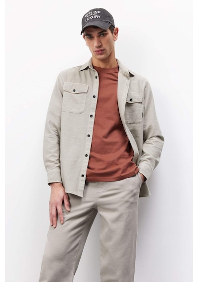 DeFacto %100 Pamuk Regular Fit Polo Yaka Basic Düz Uzun Kollu Gömlek B2654AX25SPBG170