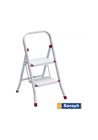Mey İthalat Saraylı Pratik Metal Merdiven Beyaz 2 Basamaklı