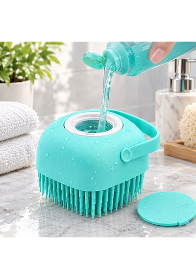 Duş Jeli Hazneli Silikon Fırça Kese Çok Amaçlı Vücut Temizleme Kesesi Peeling Banyo Lifi
