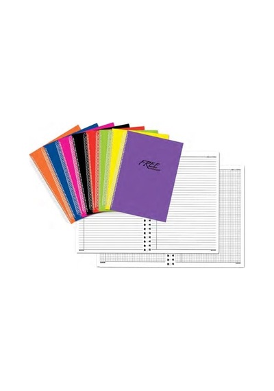 Keskin Color Free - A4 120 Yaprak Çizgili Defter Spiralli Pp Kapak Çok Renkli