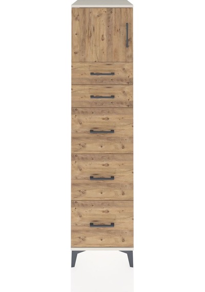 Kronos Dolap Tek Raflı 5 Çekmeceli Tek Kapaklı 44x59x182 Aytaşı-çam Aytası