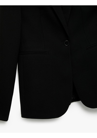 Koton Krep Kumaş Astarlı Düğmeli Uzun Kollu Kruvaze Blazer Ceket Siyah 6wak50044uw Siyah