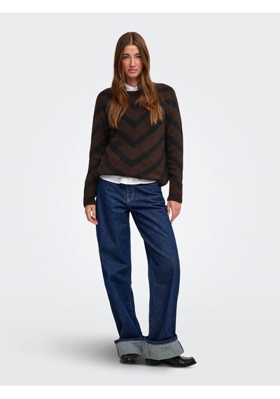 Only Onlelıza L/s Pullover Knt Noos Kahverengi Kadın Kazak 15191792