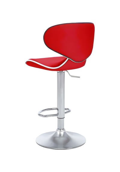 Bürocci Zen Bar Taburesi - Kırmızı Modern Deri Metal Ataklı Yüksek Tezgah Sandalyesi - 9549s0511 Kırmızı