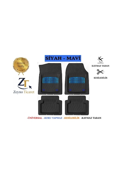 Peugeot 207 Hb 2012 Uyumlu 4 Cm Derin Havuzlu 3d Universal Oto Paspas Siyah-mavi