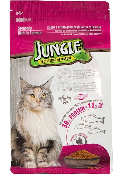 3 Adet Jungle Sterilesed Somonlu Kısır Kedi Maması 500 Gr
