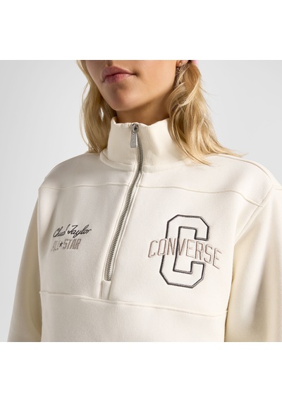 Converse Classic Kadın Yarım Fermuarlı Krem Sweatshirtdüz10027566
