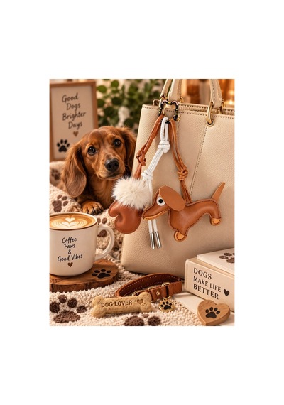 Home Dekor Hediye Charm Çanta Süsü Beyaz Tüylü Kahverengi Eldiven Ve Köpek Figürlü Çanta Süsü Anahtarlık Aksesuarı Çok Renkli