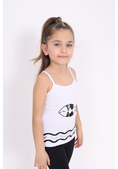 Toontoy Kids Toontoy Kız Çocuk Pul İşlemeli Balık Nakış Askılı Atlet Beyaz Toontoy Kids Toontoy Kız Çocuk Pul İşlemeli Balık Nakış Askılı Atlet Beyaz
